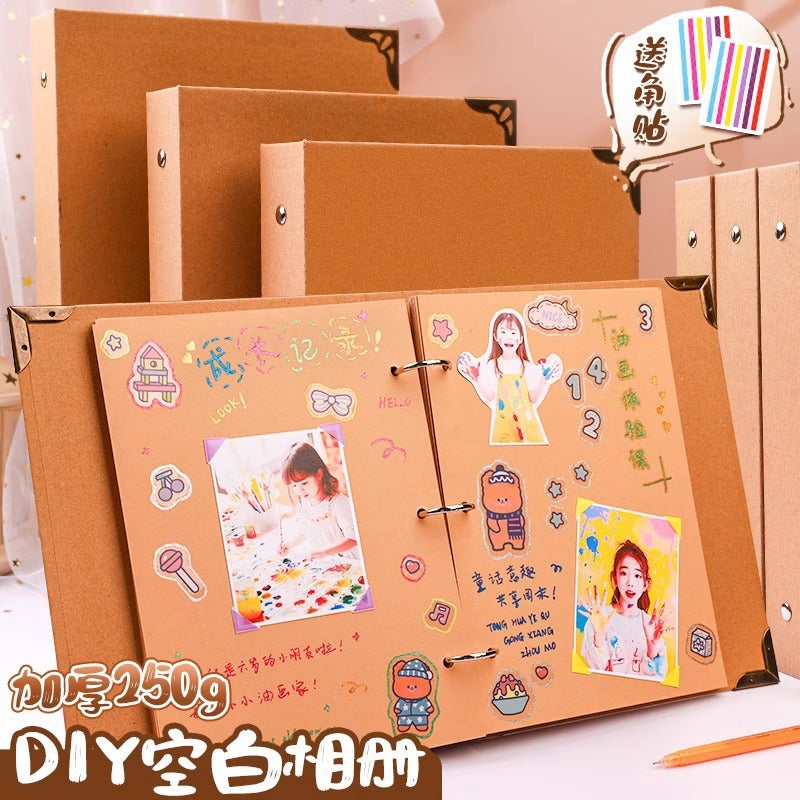 Loose-Leaf Hand Account Book Retro A4 Diary Growth Record Po Book Metal Ring Buckle Removable Replacement Core Notebook - Image 2